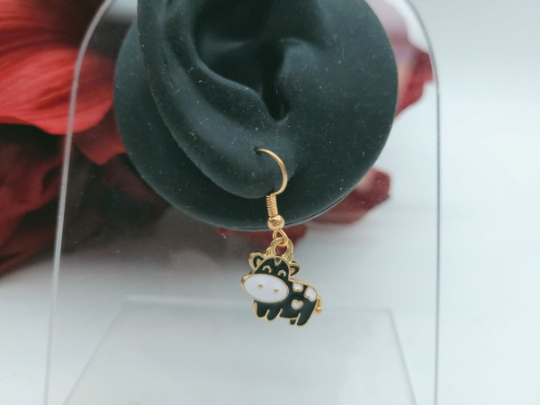 schwarze Kuh Ohrhänger rosegoldfarben